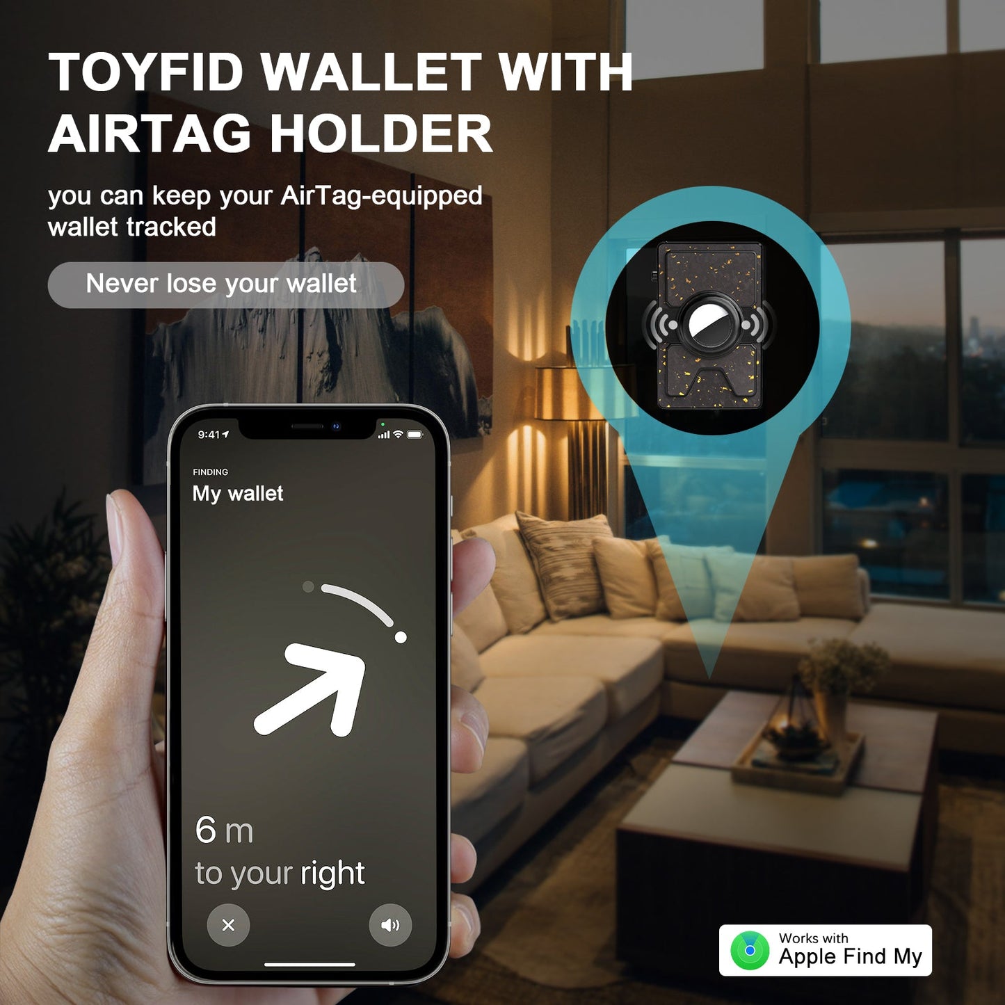 TOYFID Best Mens Forged Carbon Fiber Wallet with Airtag Holder & Expansion Board